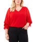 Фото #1 товара Plus Size Blouson-Sleeve V-Neck Blouse