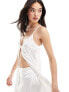 Y.A.S Bridal satin tie front maxi cami top co-ord with train in white