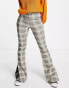 Фото #1 товара Noisy May flared trousers in grey & cream check