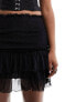 Monki mini ruffle skirt in black M - фото #10