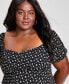 Women's Printed Puff-Sleeve Midi Dress, XXS-4X