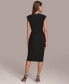 Women's Pleat-Front Cap-Sleeve Sheath Dress