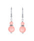 Gemstone Natural Pink Coral Boho Bali Milgrain Edged Beaded Rondel Separator Double Ball Round Drop Dangle Earrings Sterling Silver Lever back