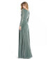 ფოტო #2 პროდუქტის Women's Long Sleeve Faux Wrap A Line Gown