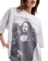 ASOS DESIGN oversized t-shirt with Mona Lisa licence graphic in ice marl Серый, M - EU 40-42 - фото #4