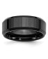 ფოტო #1 პროდუქტის Ceramic Black Faceted Beveled Edge Polished Wedding Band Ring