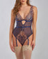 Фото #1 товара Women's Lana Soft Cup Lace and Mesh Teddy with Removable Garter Straps