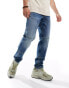 ASOS DESIGN tapered jeans in mid blue wash with carpenter details Голубой, W30 L32 - фото #1