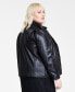 ფოტო #2 პროდუქტის Plus Size Faux-Leather Long-Sleeve Moto Jacket, Created for Macy's