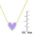 ფოტო #3 პროდუქტის Diamond Purple Enamel Heart "Loved" 18" Pendant Necklace (1/8 ct. t.w.) in 14k Gold-Plated Sterling Silver