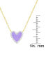 Фото #3 товара Diamond Purple Enamel Heart "Loved" 18" Pendant Necklace (1/8 ct. t.w.) in 14k Gold-Plated Sterling Silver