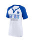 Branded Women's White/Royal Kentucky Wildcats Best Squad Stacked Raglan Notch Neck T-Shirt