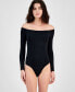 Фото #1 товара Juniors' Off-The-Shoulder Long-Sleeve Bodysuit