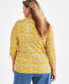 Фото #2 товара Plus Size Printed 3/4-Sleeve Top, Created for Macy's