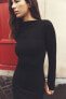 Fitted asymmetric neck dress