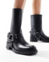 Pull&Bear – Knöchelhohe Stiefel in Schwarz mit Schnallendetail