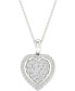 ფოტო #1 პროდუქტის Diamond Heart Cluster Pendant Necklace (1/2 ct. t.w.) in Sterling Silver, 16" + 2" extender