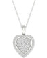 Фото #1 товара Macy's diamond Heart Cluster Pendant Necklace (1/2 ct. t.w.) in Sterling Silver, 16" + 2" extender