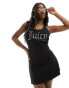 Juicy Couture diamante halter mini dress in black