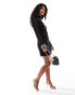 YAS velvet mini dress in black - BLACK