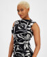 Фото #4 товара Women's Geo-Print Mesh Mock-Neck Dress, Created for Macy's