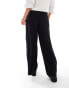 ASOS DESIGN Petite high waist seam detail tailored trousers with linen in black Черный, 36 - фото #7