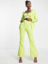 Фото #1 товара Extro & Vert highwaist flare trousers in chartreuse co-ord