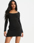 Missyempire exclusive zip detail long sleeve mini dress in black Черный, 34 - фото #3