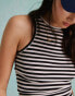 Miss Selfridge rib racer top in black and white stripe