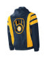 Фото #2 товара Men's Navy Milwaukee Brewers Impact Hoodie Half-Zip Jacket