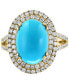 ფოტო #3 პროდუქტის EFFY® Turquoise & Diamond (1 ct. t.w.) Oval Halo Ring in 14k Gold