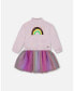 Big Girls Super Soft Sweatshirt Dress With Rainbow Tulle Skirt