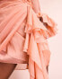 Фото #4 товара ASOS LUXE chiffon wrap mini dress with ruffle detail in apricot