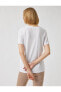 2yak13093ek Yuvarlak Yaka Kısa Kollu Normal Kalıp Koyu Beyaz Kadın T-shirt