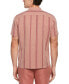 Фото #2 товара Men's Band-Collar Striped Short Sleeve Button-Front Shirt
