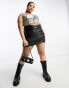 Фото #3 товара Urbancode curve real leather ruched skirt in black