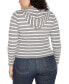 Фото #2 товара Plus Size Striped Hooded Cardigan Sweater