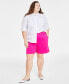 Фото #1 товара Trendy Plus Size High-Rise Pull-On Chino Shorts, Created for Macy's