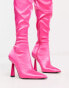 Фото #6 товара ASOS DESIGN Krista heeled sock boots in pink satin
