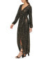 ფოტო #3 პროდუქტის Metallic-Striped Faux-Wrap Maxi Dress