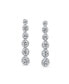 Elegant Bridal Sterling Silver AAA CZ Linear Drop Earrings With Geometric Bubble Design Wedding, Prom Cubic Zirconia In A Bezel Set Round Shape.