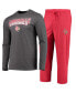 Men's Red, Heathered Charcoal Distressed Louisville Cardinals Meter Long Sleeve T-shirt and Pants Sleep Set