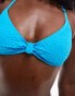 South Beach crinkle knot front bikini top in blue