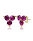 14k Gold Plated Red Cubic Zirconia Stud Earrings