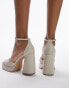 Фото #3 товара Topshop Daphne round toe heeled shoe in off white