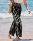 ფოტო #2 პროდუქტის Women's Black-and-White Abstract Smocked Waist Pants