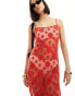 Cotton On maxi cami dress in summer red crochet Sommerrot, M - EU 40 - фото #4