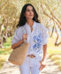 ფოტო #5 პროდუქტის Women's Linen Floral Shirt