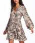 Фото #1 товара Платье 1.State с длинным рукавом и оборками в полоску с змеиным принтом