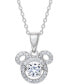 Фото #1 товара Disney cubic Zirconia Mickey Mouse 15"+2" extender Pendant Necklace in Sterling Silver